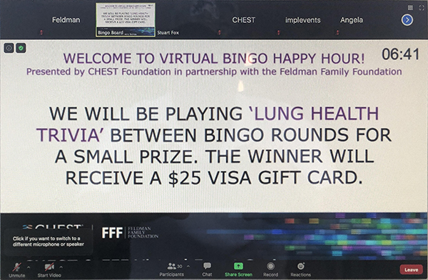 Screenshot of the FFF Virtual Bingo and Poker Night